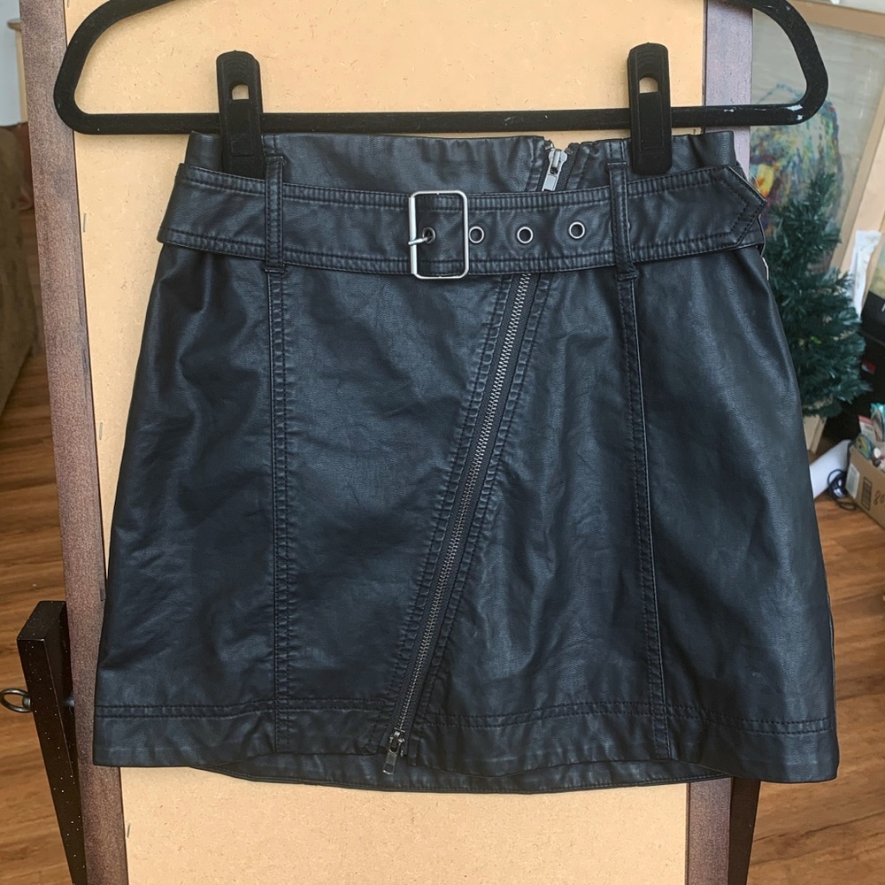 Free People Leather Mini Skirt